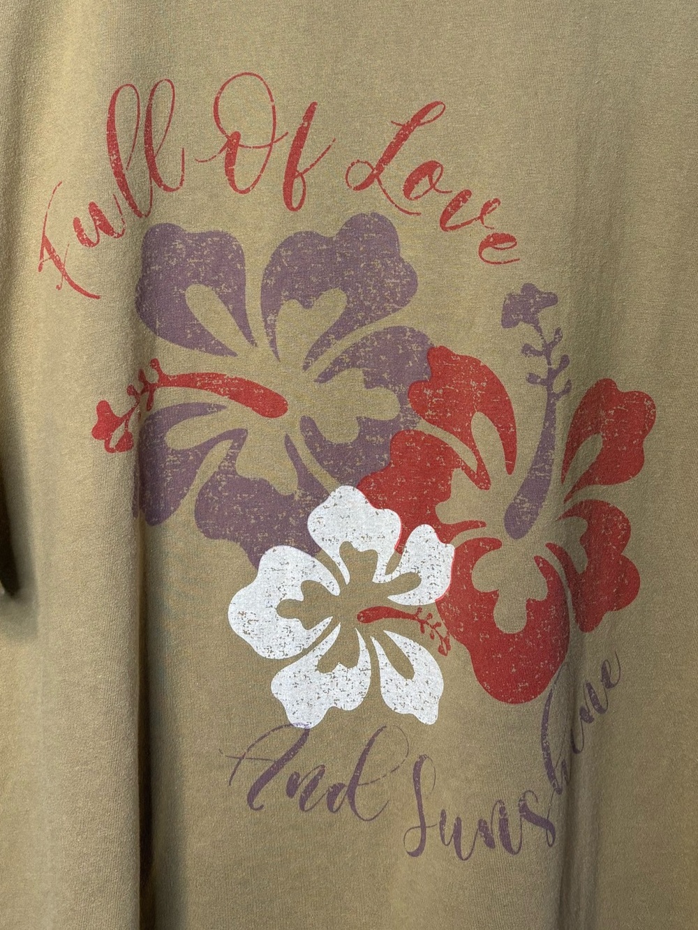 Easel Full Of Love And Sunshine Hibiscus Oversized Cotton Graphic Tee - Picture 5 of 9